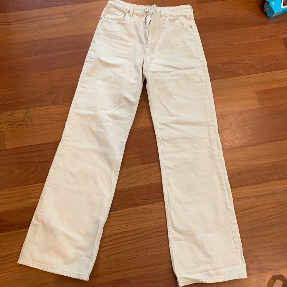Zara white wide leg pants